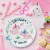 Cool Axolotl White Birthday Party Papieren Bordje (Feest)