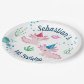 Cool Axolotl White Birthday Party Papieren Bordje (Gekanteld)