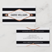 COOL AZTEC BOHO LOG gestreept eenvoudig zwart roos Visitekaartje (Voorkant / Achterkant)