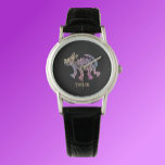 Cool Aztec Design Dog Horloge<br><div class="desc">Koel, veelkleurige Aztec-ontwerphond. Voeg jouw naam toe aan personaliseren.</div>
