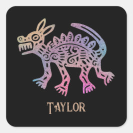 Cool Aztec Design Dog Vierkante Sticker