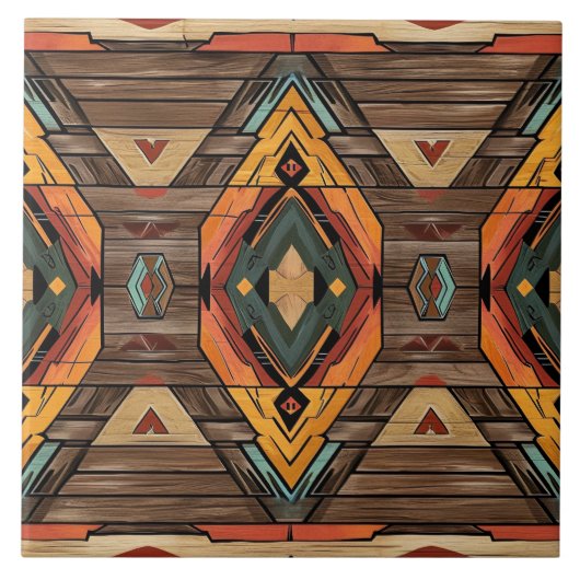 Cool Aztec faux hout Tegeltje (Voorkant)