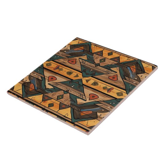 Cool Aztec faux hout Tegeltje (Zijkant)