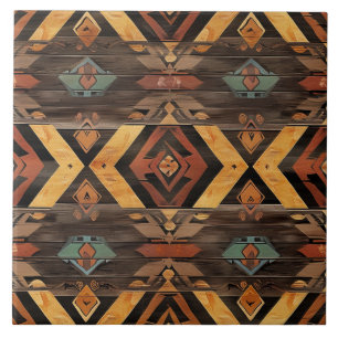 Cool Aztec faux hout Tegeltje