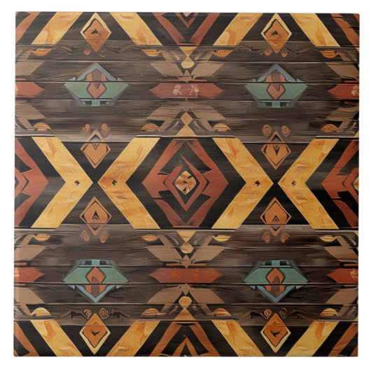 Cool Aztec faux hout Tegeltje (Voorkant)