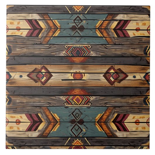 Cool Aztec faux hout Tegeltje (Voorkant)