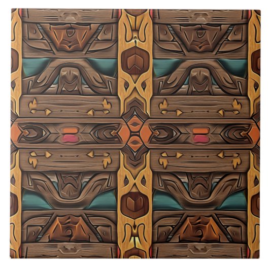 Cool Aztec faux hout Tegeltje (Voorkant)