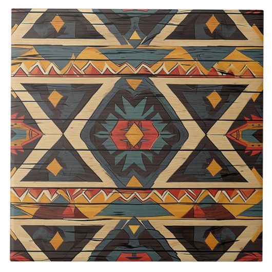 Cool Aztec faux hout Tegeltje (Voorkant)