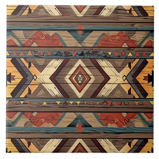 Cool Aztec faux hout Tegeltje (Voorkant)