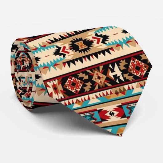 Cool Aztec Western tegelpatroon stropdas (Opgerold)