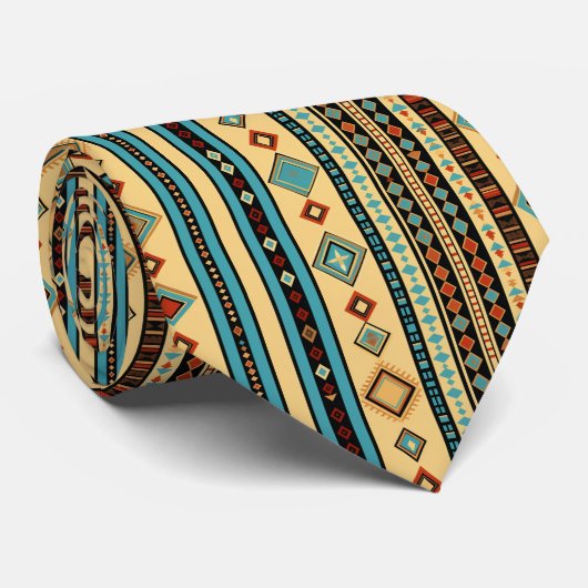Cool Aztec Western tegelpatroon Stropdas (Opgerold)