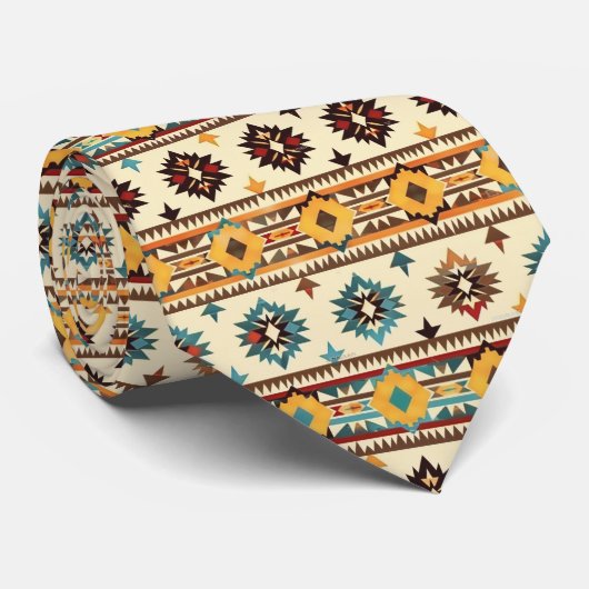 Cool Aztec Western tegelpatroon Stropdas (Opgerold)