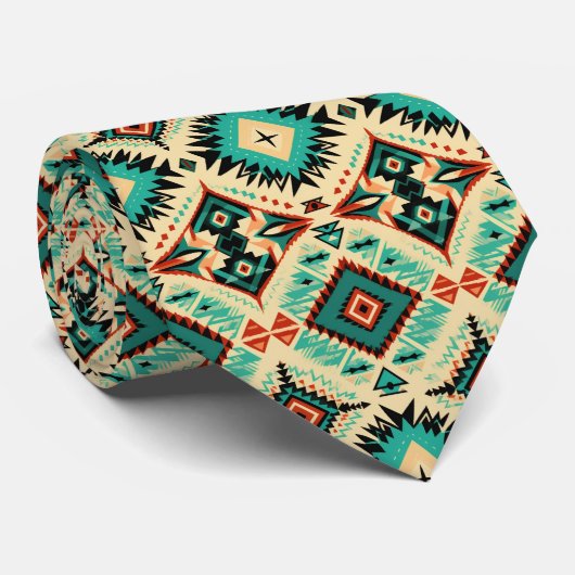 Cool Aztec Western tegelpatroon stropdas (Opgerold)