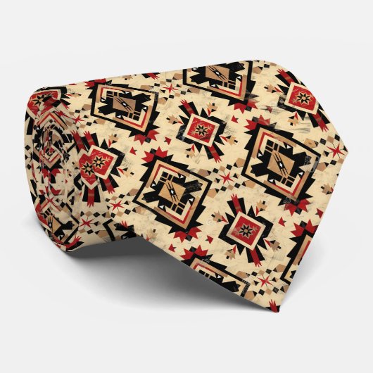Cool Aztec Western tegelpatroon Stropdas (Opgerold)