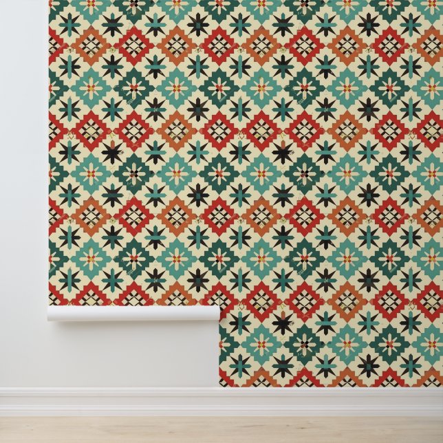 Cool Aztec Western tegelpatroon Wallpaper Behang (Applicatie)