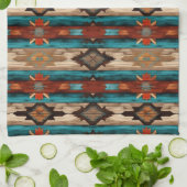 Cool Aztec Westerne faux hout betegeld Theedoek (Gevouwen)
