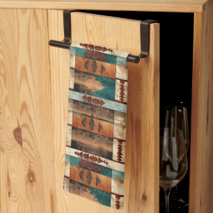 Cool Aztec Westerne faux houten tegelpatroon Theedoek