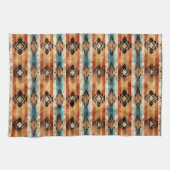 Cool Aztec Westerne faux houten tegelpatroon Theedoek (Horizontaal)