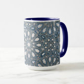 Cool Azure & White Ceramic Tile Geometric Pattern Mok (Voorkant rechts)