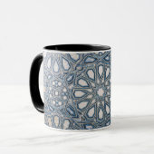 Cool Azure & White Ceramic Tile Geometric Pattern  Mok (Voorkant links)