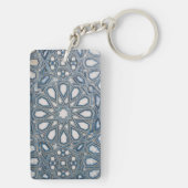 Cool Azure & White Mediterranean Tile Sleutelhanger (achterkant)