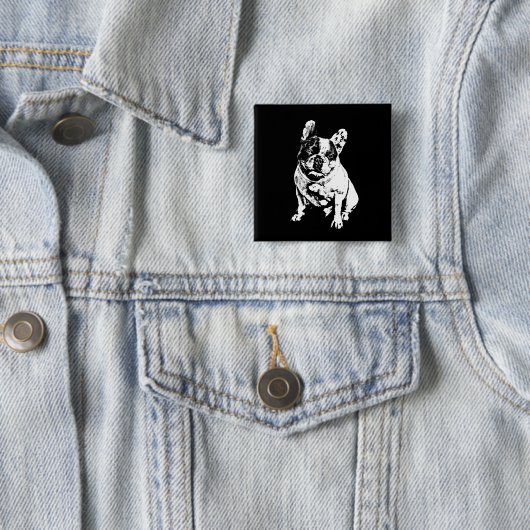 Cool B&W Bulldog Pin Button (In situ)