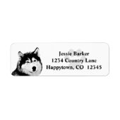 Cool B&W Siberian Husky Return Address Label (Voorkant)