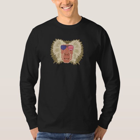 Cool Baboon die onze vlag voert zonnebril uit Amer T-shirt (Voorkant)