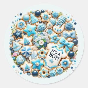 Cool baby jongen douche zoet ronde sticker