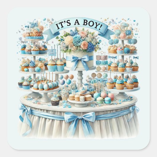 Cool baby jongen douche zoet vierkante sticker (Voorkant)