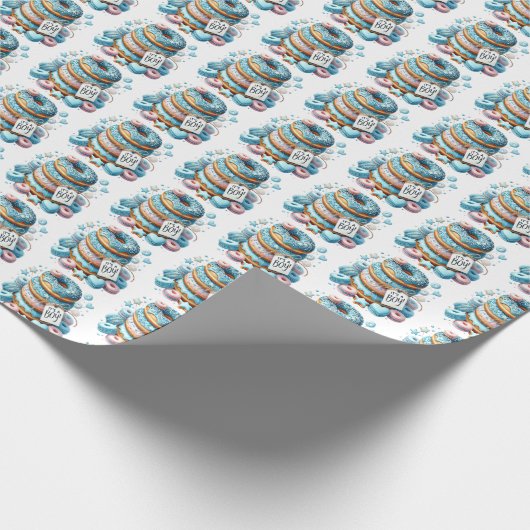 Cool baby jongens donut baby shower betegeld cadeaupapier (Hoek)
