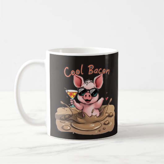 "Cool Bacon" Biggetje met zonnebril Koffiemok (Links)