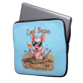 "Cool Bacon" Biggetje met zonnebril Laptop Sleeve (Voorkant Links)
