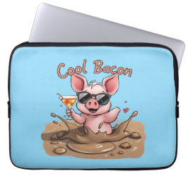 "Cool Bacon" Biggetje met zonnebril Laptop Sleeve