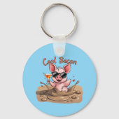 "Cool Bacon" Biggetje met Zonnebril Sleutelhanger (Voorkant)