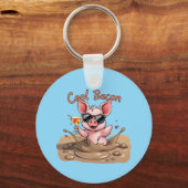 "Cool Bacon" Biggetje met Zonnebril Sleutelhanger (Voorkant)
