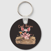"Cool Bacon" Biggetje met zonnebril Sleutelhanger (Voorkant)