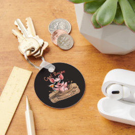 "Cool Bacon" Biggetje met zonnebril Sleutelhanger