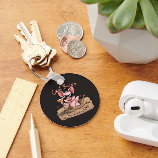 "Cool Bacon" Biggetje met zonnebril Sleutelhanger (Bureau)