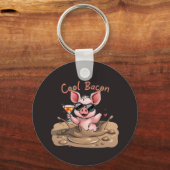 "Cool Bacon" Biggetje met zonnebril Sleutelhanger (Voorkant)