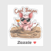 "Cool Bacon"Piglet in Sunglasses Cut Vinyl Sticker (Vel)