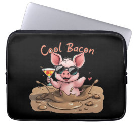 "Cool Bacon" Piglet in Sunglasses Laptop Sleeve