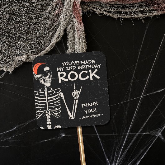 Cool Bad Two Het Bone Halloween 2e Verjaardagsfees Vierkante Sticker