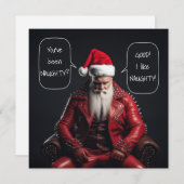Cool Badass Santa in rood leer vindt het ondeugend Feestdagenkaart (Voorkant / Achterkant)
