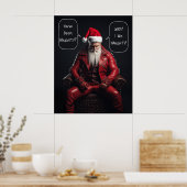 Cool Badass Santa in rood leer vindt het ondeugend Poster (Keuken)
