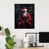 Cool Badass Santa in rood leer vindt het ondeugend Poster (Thuiskantoor)