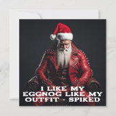 Cool Badass Santa - Spiked Eggnog Spiked Outfit Feestdagenkaart (Voorkant)