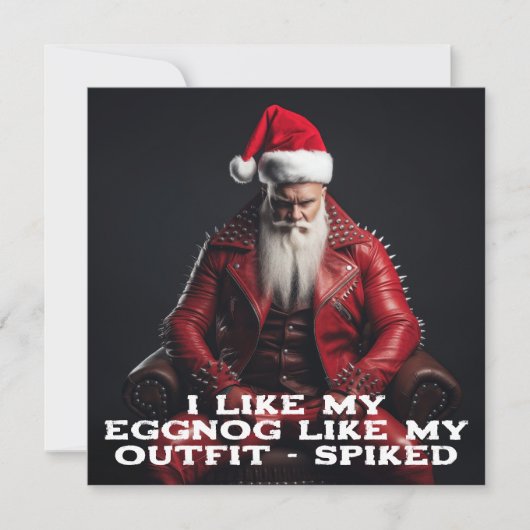 Cool Badass Santa - Spiked Eggnog Spiked Outfit Feestdagenkaart (Voorkant)