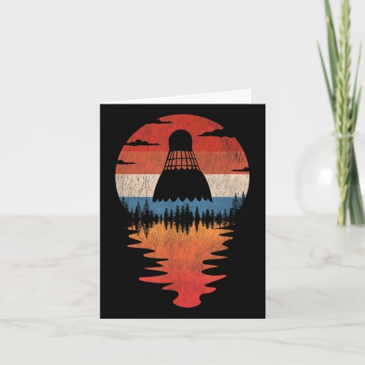 Cool Badminton Retro Sunset Style Kaart (Voorkant)