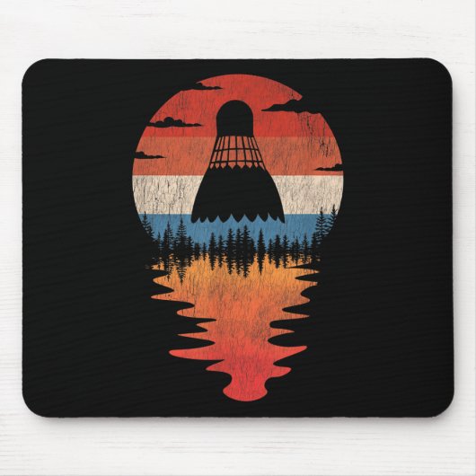 Cool Badminton Retro Sunset Style Muismat (Voorkant)